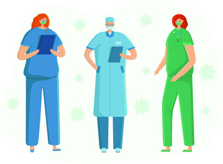
Medical staff talking about the virus