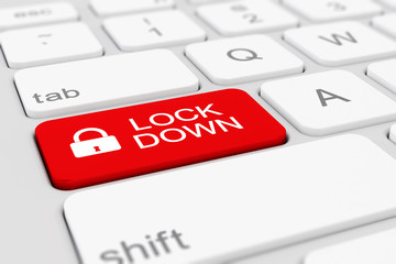 Fototapeta premium 3d render of a keyboard with a red key - lockdown