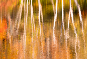 The beauty of the lake surface reflected in autumn colors