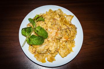 Khubus with egg mixed and fried called khubus biriyani
