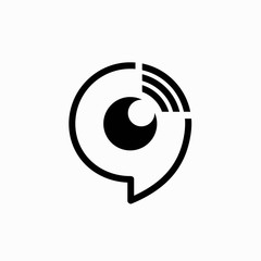 speech bubble vector logo, eyes logo design