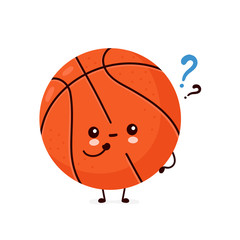 Cute happy basketball ball with question mark