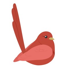 Cute red bird in flat style. Vector illustration.