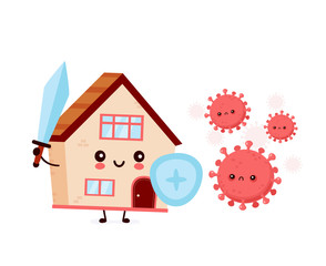 Cute house fight with coronavirus infection