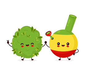 Cute happy funny weed bud and bong