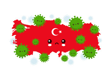 Cute sad Turkey attacked coronavirus