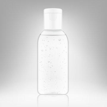 Antibacterial hand sanitizer. Realistic vector illustration on grey background. Ready for use in your design. EPS10.