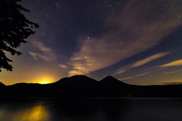 Moonrise from volcano with star