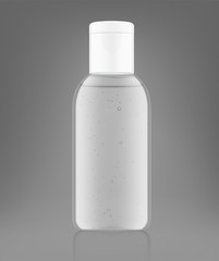 Antibacterial hand sanitizer. Realistic vector illustration on grey background. Ready for use in your design. EPS10.