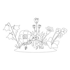 Fototapeta premium Colouring page with cartoon elements.