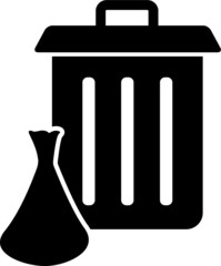 Trash can, litter, garbage can or bin vector icon