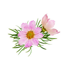 Pink cosmos flowers in a floral arrangement