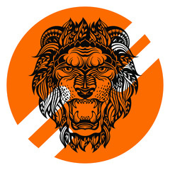 vector lion head style art