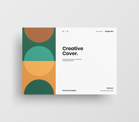Creative business presentation vector A4 horizontal orientation front page mock up. Modern corporate report cover abstract geometric illustration design layout. Company identity brochure template.