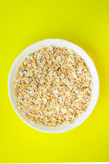 oat flakes cereals oatmeal Menu concept. food background. top view copy space for text keto or paleo diet