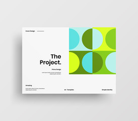Creative business presentation vector A4 horizontal orientation front page mock up. Modern corporate report cover abstract geometric illustration design layout. Company identity brochure template.