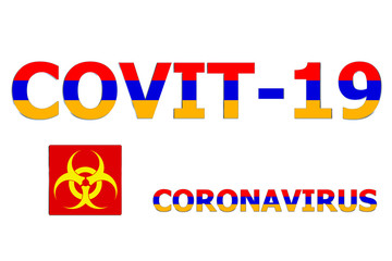 3D Flag of Armenia on a Covit-19 text background.