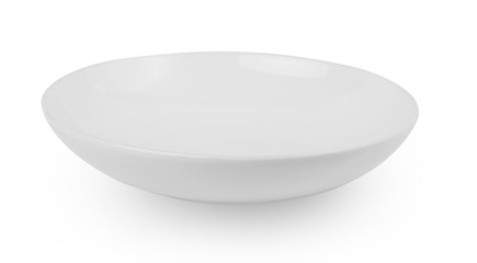 Empty white plate isolated on a white background