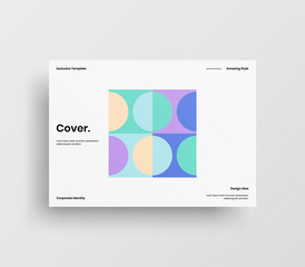 Creative business presentation vector A4 horizontal orientation front page mock up. Modern corporate report cover abstract geometric illustration design layout. Company identity brochure template.