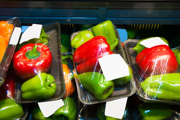 Paprika peppers in supermarket