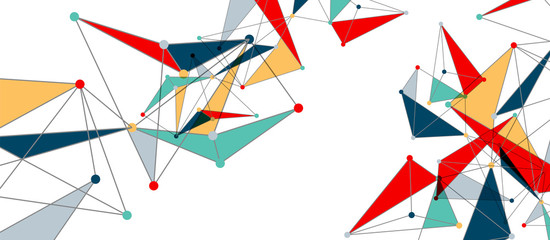 Line points connections, triangular technology design. Abstract geometric background
