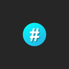 Hashtag icon in trendy flat style isolated on black background. Vector illustration