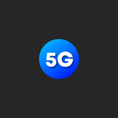 5G icon in trendy flat style isolated on black background. Vector illustration