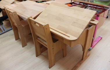 school tables and chairs showroom