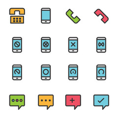 communication icons  Phone  Line Color  Vector Illustration