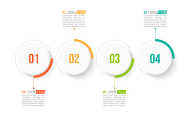 Minimal Business Infographics template. Timeline with 4 steps, options and marketing icons .Vector linear infographic with four conected elements. Can be use for presentation.