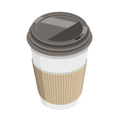 3D Isometric Flat Vector Concept of Coffee Cup.