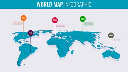 Poster Im Rahmen Infografik-Vorlage der Weltkarte. 3D isometrisch. Vektor © switchpipi