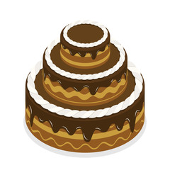 3D Isometric Flat Vector Concept of Chocolate Cake.