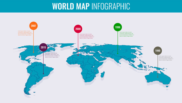 World map infographic template. 3d isometric. Vector © switchpipi