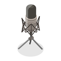 3D Isometric Flat Vector Concept of Microphone.