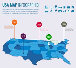 Usa map infographic template. 3d isometric Vector