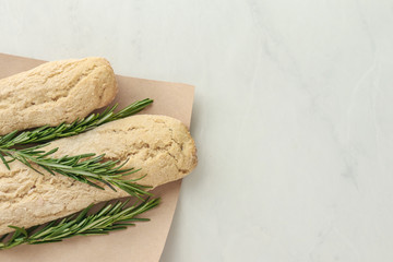 Homemade italian bread on light background