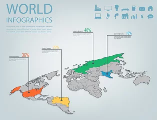 Poster World map infographic template. 3d isometric. Vector © switchpipi