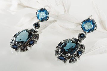 silver earrings with diamonds