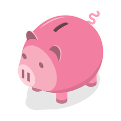 3D Isometric Flat Vector Concept of Piggy Bank.