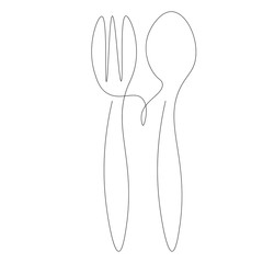 Fork and spoon on white background. Vector illustration.