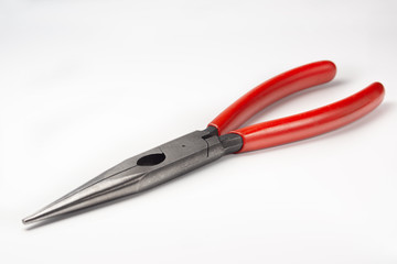 pliers wrench and tape measure on white background isolated