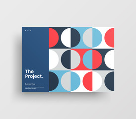 Creative business presentation vector A4 horizontal orientation front page mock up. Modern corporate report cover abstract geometric illustration design layout. Company identity brochure template.