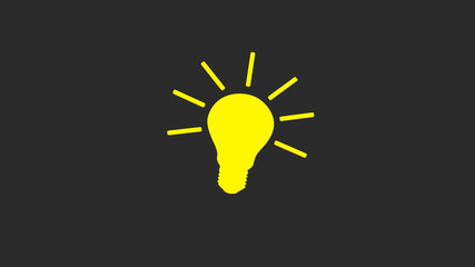 New yellow bulb icon on gray background,Light bulb icon