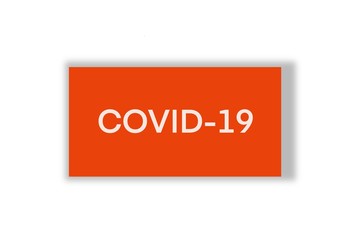 Covid-19 word on red background with shadow