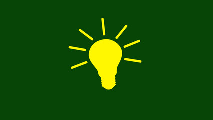 Amazing yellow bulb icon on green background,New bulb icon