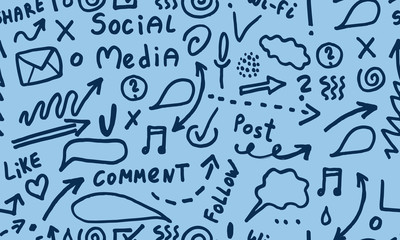 Huge vector set of business, social, technology hand drawn elements doodles and icons