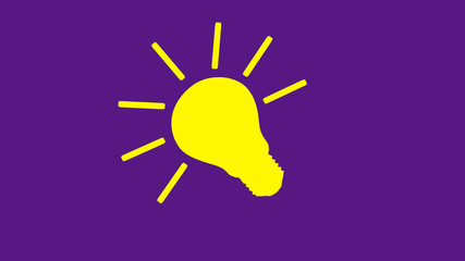 New yellow bulb icon on purple background,Light bulb icon