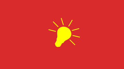 Amazing yellow bulb icon on red background,Yellow bulb icon