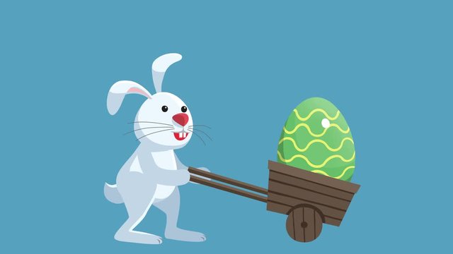 Cartoon Rabbit Bunny Carrying Easter Egg Animation